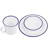 Luxshiny Melamine Plate Mug Bowl Set Contains Melamine Ware Bowl Dinner Serving Dish Faux Enamel ...