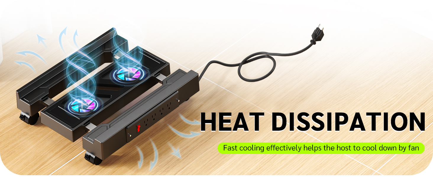 ADJUSTABLE COMPUTER TOWERSTAND WITH FAN