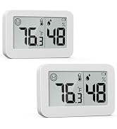 DOOMAY 2-Pack Mini Hygrometer Indoor Thermometer, Humidity Gauge with Switch (?/?), Humidity Mete...