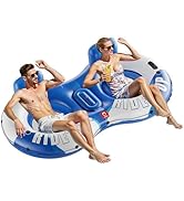QPAU Inflatable Double River Tube, 2 Person 660lb Capacity, Puncture-Resistant 93" Sturdy Heavy D...