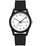 findtime Day Date Watches for Men Easy Read Dial with Luminous Analog Second Hand Gold Arabic Num...