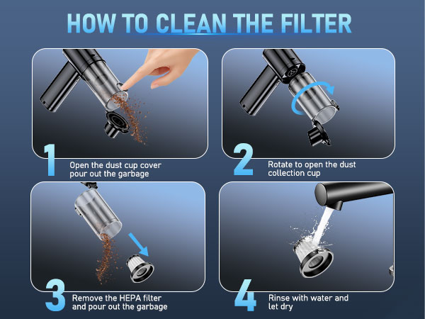 Car Vacuum How to clean the filter