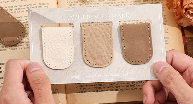 3PCS Magnetic Leather Bookmarks