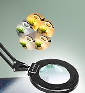 NUEYiO Ultra Long 3-Section Swing Arm 12X Magnifying Glass with Light and Stand, 4-way Large Stro...