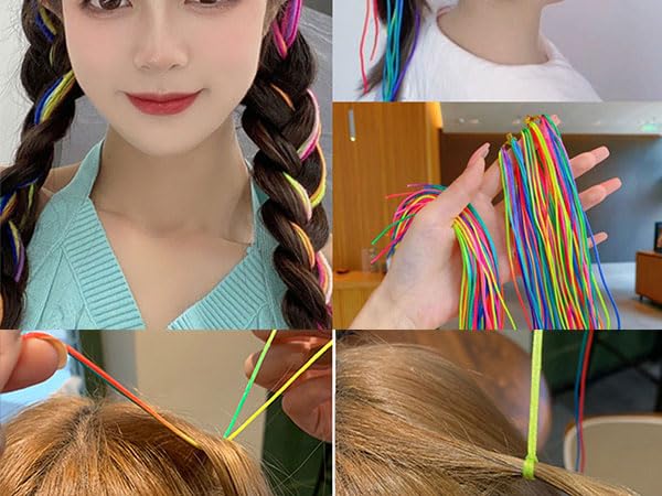 Hair Braids Assorted Mix Colorful Gradient Color Hair Wrap String Rope Strands