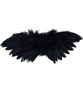 1 Pc White Mini Black and White Angel Feather Wings Doll Feather Wings Photography Props with Ela...