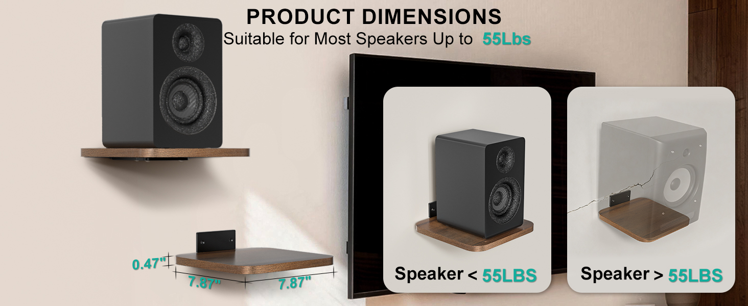 Heavy Duty Floating Speaker Shelves Wall Mounted