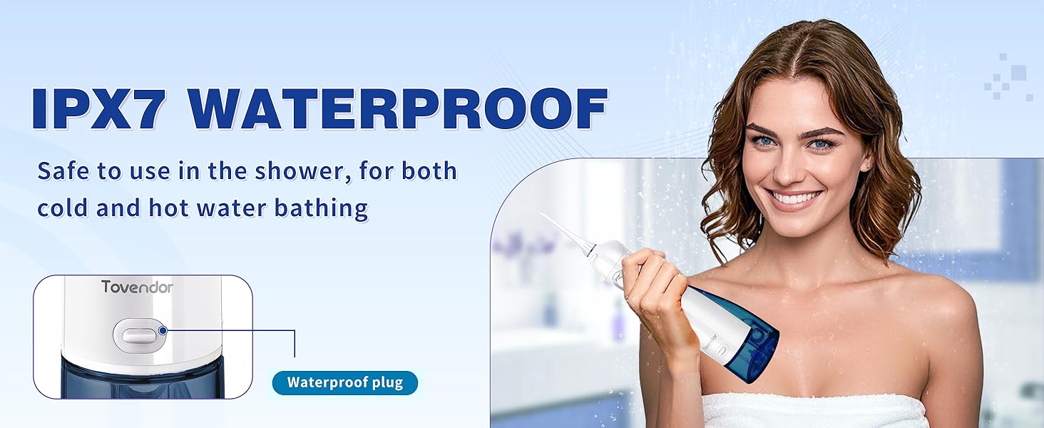 Tovendor electric flosser with IPX7 WATERPROOF Shower water flosser