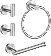 FORIOUS 4 Piece Brushed Nickel Bathroom Accessories, SUS304 Stainless Steel Toilet Paper Holder a...