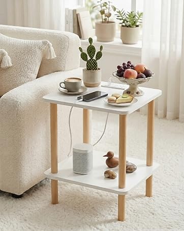 white side table;end table;small side table