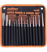 HORUSDY 16-Piece Punch and Chisel Set, Including Taper Punch, Cold Chisels, Pin Punch, Center Punch