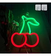 ENUOLI Cherry Light Neon Signs,Fruit Decorative Art Cherry Neon Lights for Wall Decor LED Signs f...