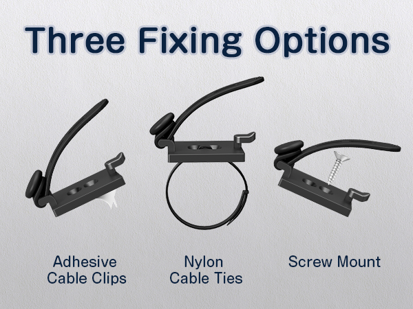 under desk cable management clips black with screw hole and 3m tape