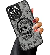 OOK Magnetic for iPhone 15 Pro max Case Black Skull Flower [Compatible with MagSafe] Slim Translu...