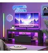 HOOBRO LED TV Stand with Power Outlets to 65 inch TV, Gaming Entertainment Center with Glass Shel...
