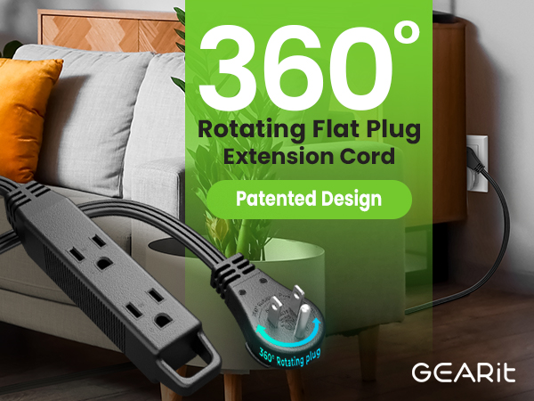 360 degree flat extension cord outlets