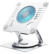 SHUWEI 360° Rotating Laptop Cooling Stand with 3 Speed Fan, Adjustable Height Laptop Stand for De...