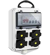 Power Distribution Box, 110V High Current Wall Mount Electrical Box with NEMA 5-20 Power Outlet P...