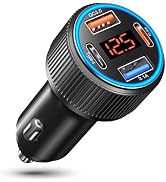 USB C Car Charger, Costyle 65W Dual USB-C &amp; USB-A Multi Port Cigarette Lighter Adapter with Voltm...