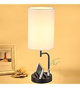Dreamholder Touch Control USB Table Lamp, Upgraded 3-Way Dimmable Bedside Desk Lamp with USB C & ...