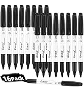IGreis Fine Point Black Permanent Markers Bulk, 16 Count for Writing, Drawing, Waterproof, Quick ...