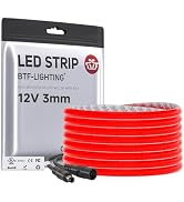 BTF-LIGHTING FCOB COB 3mm Width UL Listed Super Narrow Flexible Uniform LED Strip Light Red Color...