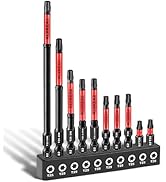 10-PCS T25 Torx Bits for Impact Driver, (1'' to 6'' Long) T-25 Star/Torx Bit Set, Premium Solid S...