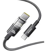 Baseus USB C Cable, 100W 5A Fast Charging USB C Charger Cable with LED Display, Zinc Alloy Nylon ...