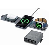 Esoulk 3-in-1 Magnetic Wireless Charging Station for iPhone, Apple Watch, AirPods, Foldable Trave...
