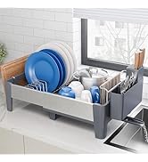 Urackify Expandable Dish Drying Rack, Stainless Steel Dish Rack with Aluminum Frame, Dish Drainer...