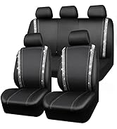 CAR PASS Bling Car Seat Covers Full Set, Shining Rhinestone Diamond Waterproof Faux Leather, Rear...