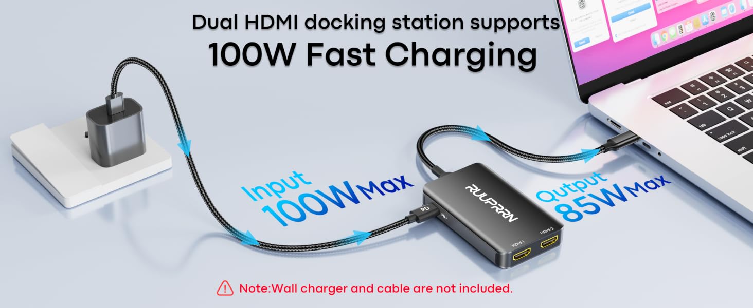 100W usb c to dual hdmi docking station