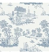 HeloHo Peel and Stick Wallpaper Blue and White Toile Contact Paper Vintage French Wall Paper Remo...