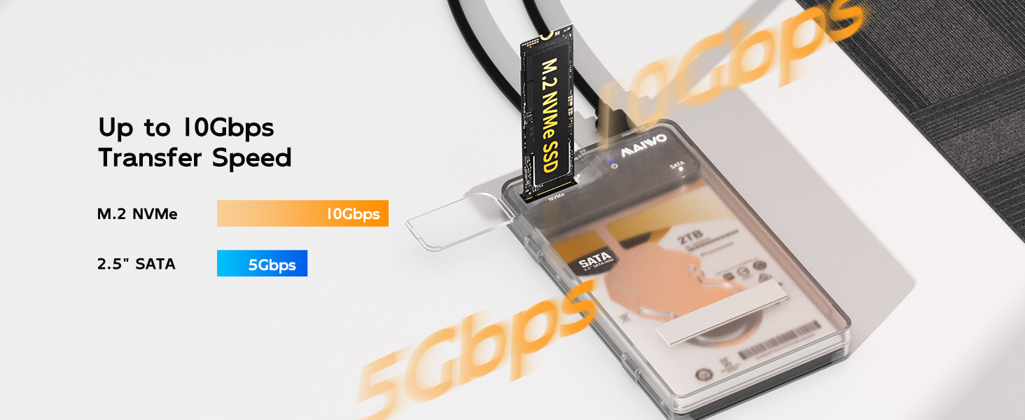 m.2 NVMe 2.5 SATA ssd enclosure usb to sata reader adapter trasfer speed for 10Gbps nvme 5Gbps sata