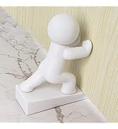 Cute Door Stopper, Buddy Decorative Door Stop, Protects Your Floors (White, 1 Pack)