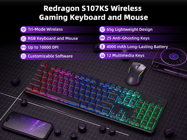 Wireless Gaming Keyboard and Mouse
