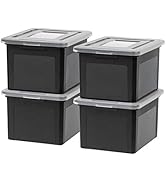 IRIS USA Letter &amp; Legal Size Plastic Storage Bin Tote Organizing File Box with Durable and Secure...