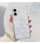 QLTYPRI Magnetic for iPhone 16 Case Compatible with MagSafe, Cute Clear Ribbon Bow Aesthetic Phon...