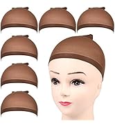 FANDAMEI Wig Caps, FANDAMEI 6PCS Dark Brown Stocking Caps for Wigs, Stretchy Nylon Wig Caps for W...