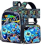 CCJPX 3Pcs Gamer Backpack for Boys, 16" Kids Bookbag with Lunch Box, Cool Water Resistant Schoolb...