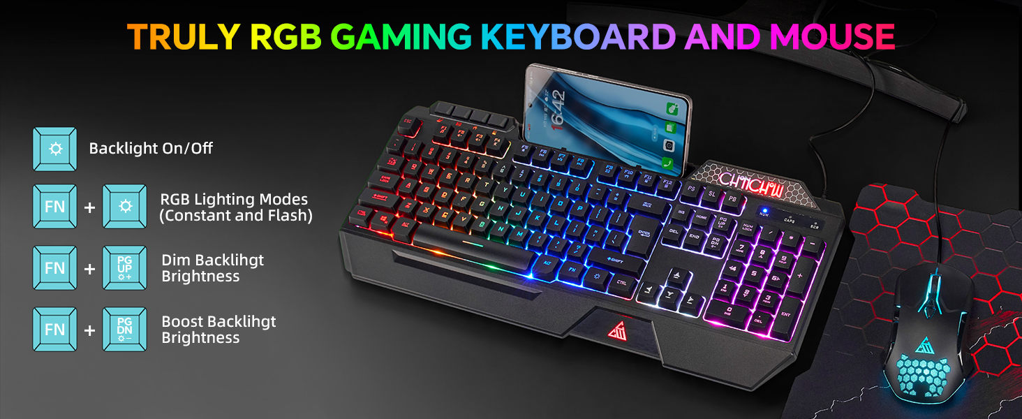 Gaming Keyboard and Mouse RGB backlit Anti-Ghosting Silent gaming keyboard mouse gaming set