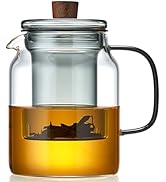 DOPUDO Glass Teapot with Infuser, Borosilicate Glass Teapot (Gray) with Detachable Glass Tea Infu...