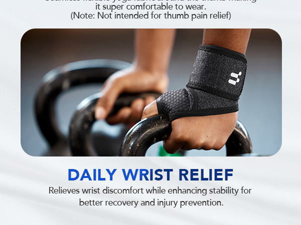 a man wearing a black wrist brace with a white background
