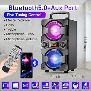 bluetooth_speakers_portable_wireless_with_radio_lights_subwoofer_outdoor_home_party_karaoke_machine