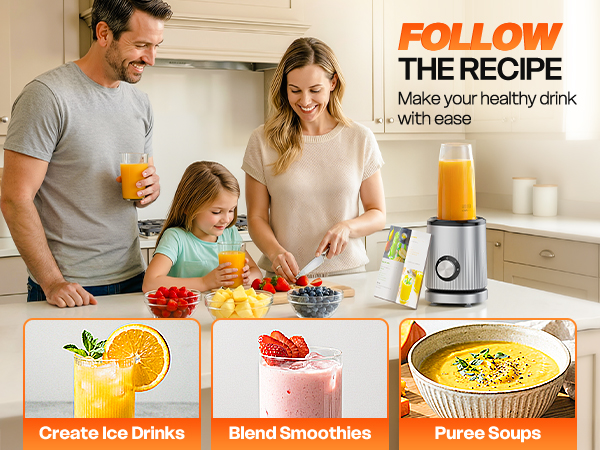 Portable Personal Blender for Shakes, Food Prep, Frozen Blending