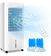 ARLIME Evaporative Air Cooler, 3-In-1 Windowless 60° Oscillation Cooling Fan w/Remote Control &amp; 2...