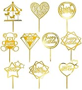 Acrylic Birthday Cake Toppers (Gold 10pcs)