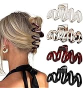 Claw Clips for Women 4Pcs Wavy Hair Clips for Thick Hair Non Slip Hair Clip Claw for Women's Hair...