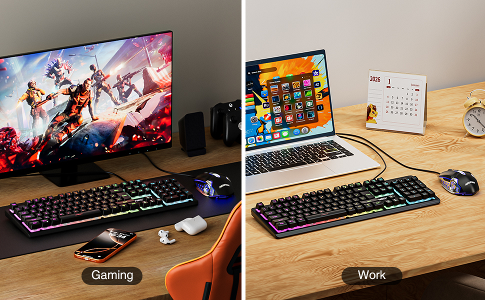 PC Gaming Keyboard Mouse Combo