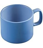 VOBAGA Coffee Mug 11 oz Tea Cup with Flat-Bottom Warming Coffee Milk for Office and Home (Light B...